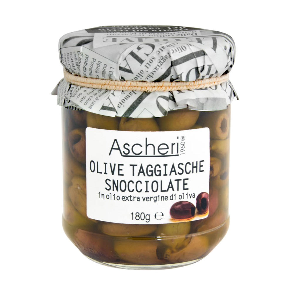 Ascheri Pitted Taggiasca Olives 110g jar
