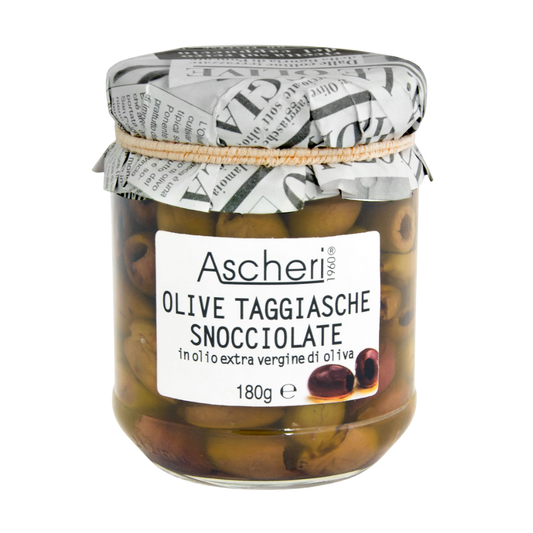 Ascheri Pitted Taggiasca Olives 110g jar