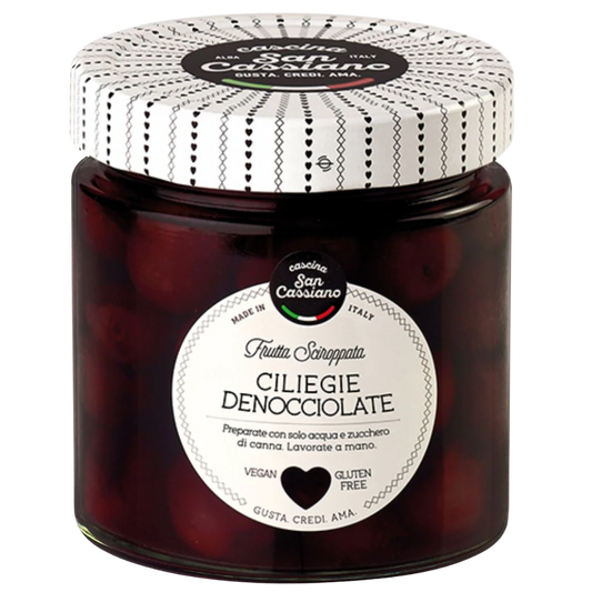 Cascina San Cassiano Pitted Cherries in Syrup 410g jar