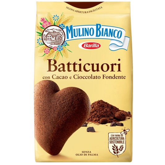 Mulino Bianco Batticuori 350g Italian heart-shaped biscuits with chocolate